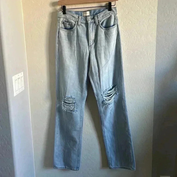 Favorite Daughter The Tommy Mid Rise Boyfriend Distressed Denim Jeans 24 - Picture 3 of 7